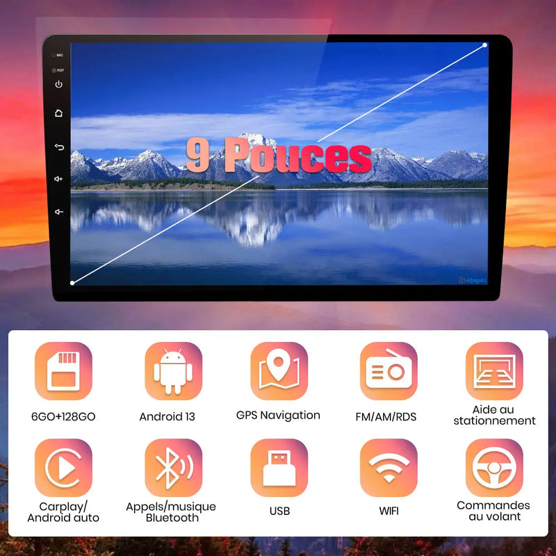 AWESAFE Autoradio Android 13 pour Citroen C2 C3 (2001-2010) [6Go+128Go] avec 4G Carplay Android Auto 9 Pouces Écran GPS BT WiFi USB DSP Commande au Volant AWESAFE