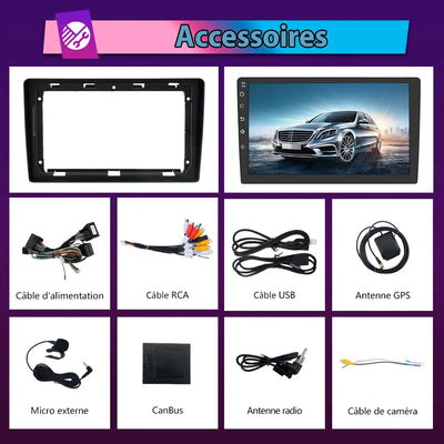 AWESAFE Autoradio Android 13 pour Citroen C2 C3 (2001-2010) [6Go+128Go] avec 4G Carplay Android Auto 9 Pouces Écran GPS BT WiFi USB DSP Commande au Volant AWESAFE