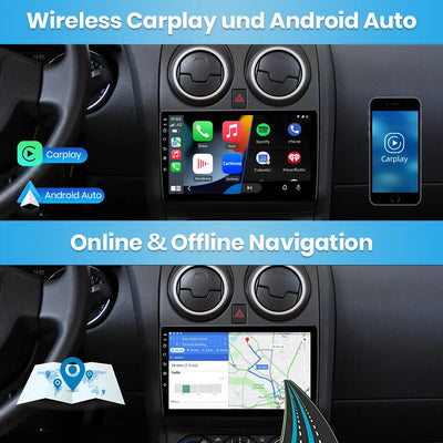 AWESAFE Autoradio Android 13 pour Nissan Qashqai J10 2006-2013【6Go+128Go】Autoradio 9 Pouces Écran Tactile avec GPS Carplay Intégré/Android Auto Bluetooth Wi-FI FM RDS,Support SWC/Aide au Parking-4G AWESAFE