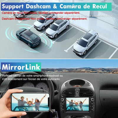 AWESAFE Autoradio Android 13 pour Peugeot 206 206cc (2002-2010) [6Go+128Go] avec 4G Carplay Android Auto7 Pouces Écran Tactile GPS/FM/WiFi/Bluetooth/Commande au Volant/MirrorLink/Aide au Stationnement AWESAFE