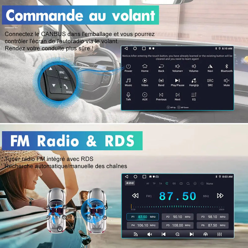 AWESAFE Autoradio Android 13 pour Peugeot 206 206cc (2002-2010) [6Go+128Go] avec 4G Carplay Android Auto7 Pouces Écran Tactile GPS/FM/WiFi/Bluetooth/Commande au Volant/MirrorLink/Aide au Stationnement AWESAFE