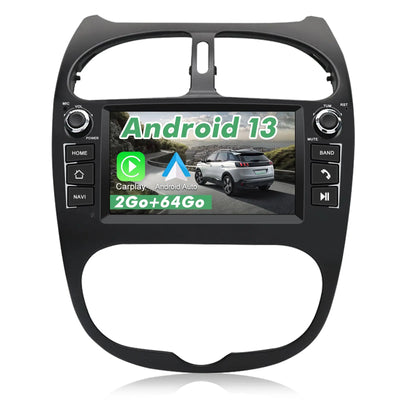 AWESAFE Autoradio Android 13 pour Peugeot 206 206cc (2002-2010)【2Go+64Go】 avec Carplay Android Auto7 Pouces Écran Tactile GPS/FM/WiFi/Bluetooth/Commande au Volant/MirrorLink/Aide au Stationnement AWESAFE