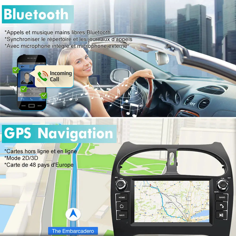 AWESAFE Autoradio Android 13 pour Peugeot 206 206cc (2002-2010)【2Go+64Go】 avec Carplay Android Auto7 Pouces Écran Tactile GPS/FM/WiFi/Bluetooth/Commande au Volant/MirrorLink/Aide au Stationnement AWESAFE
