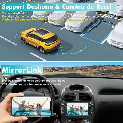 AWESAFE Autoradio Android 13 pour Peugeot 206 206cc (2002-2010)【2Go+64Go】 avec Carplay Android Auto7 Pouces Écran Tactile GPS/FM/WiFi/Bluetooth/Commande au Volant/MirrorLink/Aide au Stationnement AWESAFE