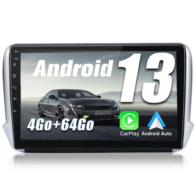 AWESAFE Autoradio Android 13 pour Peugeot 208/2008 (2012-2018) [4Go+64Go] avec 4G Carplay Android Auto 10.1 Pouces Écran Tactile GPS Bluetooth Wi-FI/Commande au Volant/Aide au Parking AWESAFE