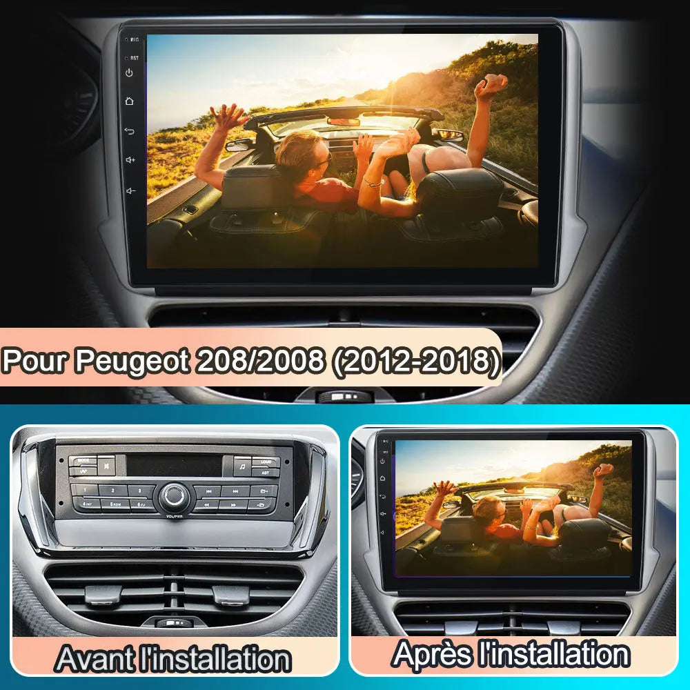 AWESAFE Autoradio Android 13 pour Peugeot 208/2008 (2012-2018) [4Go+64Go] avec 4G Carplay Android Auto 10.1 Pouces Écran Tactile GPS Bluetooth Wi-FI/Commande au Volant/Aide au Parking AWESAFE