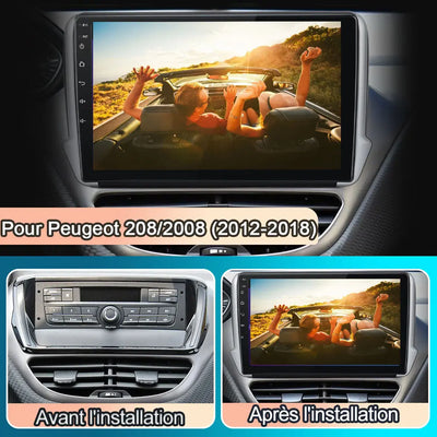 AWESAFE Autoradio Android 13 pour Peugeot 208/2008 (2012-2018) [4Go+64Go] avec 4G Carplay Android Auto 10.1 Pouces Écran Tactile GPS Bluetooth Wi-FI/Commande au Volant/Aide au Parking AWESAFE