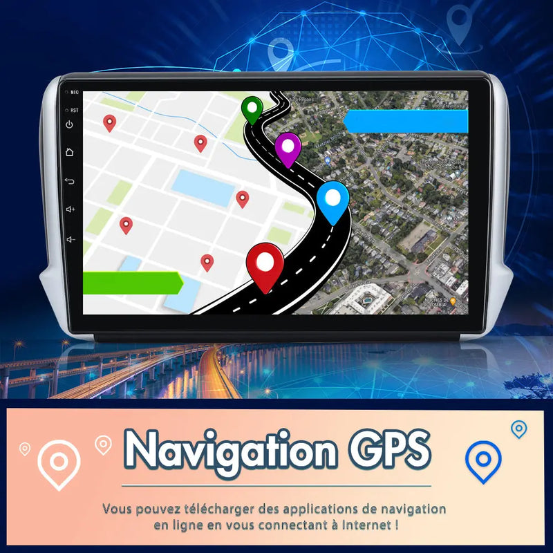 AWESAFE Autoradio Android 13 pour Peugeot 208/2008 (2012-2018) [4Go+64Go] avec 4G Carplay Android Auto 10.1 Pouces Écran Tactile GPS Bluetooth Wi-FI/Commande au Volant/Aide au Parking AWESAFE