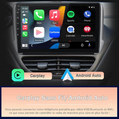 AWESAFE Autoradio Android 13 pour Peugeot 208/2008 (2012-2018) [4Go+64Go] avec 4G Carplay Android Auto 10.1 Pouces Écran Tactile GPS Bluetooth Wi-FI/Commande au Volant/Aide au Parking AWESAFE