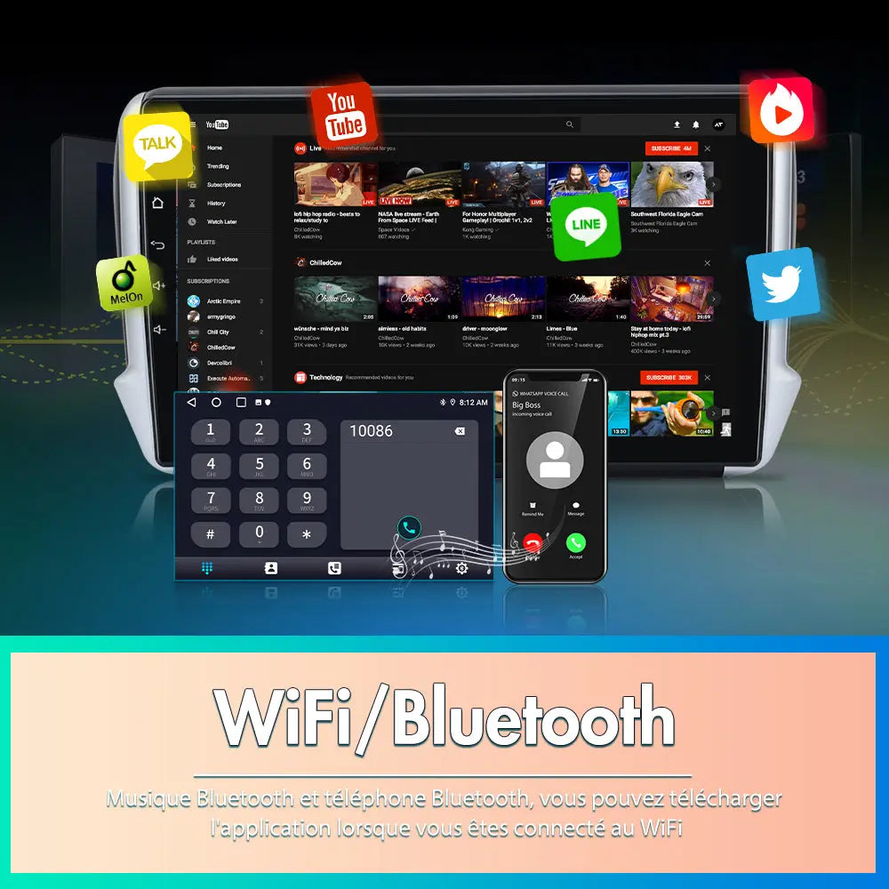 AWESAFE Autoradio Android 13 pour Peugeot 208/2008 (2012-2018) [4Go+64Go] avec 4G Carplay Android Auto 10.1 Pouces Écran Tactile GPS Bluetooth Wi-FI/Commande au Volant/Aide au Parking AWESAFE