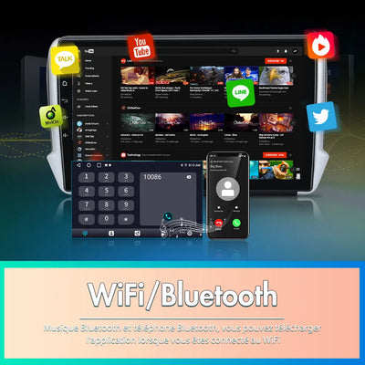 AWESAFE Autoradio Android 13 pour Peugeot 208/2008 (2012-2018) [4Go+64Go] avec 4G Carplay Android Auto 10.1 Pouces Écran Tactile GPS Bluetooth Wi-FI/Commande au Volant/Aide au Parking AWESAFE