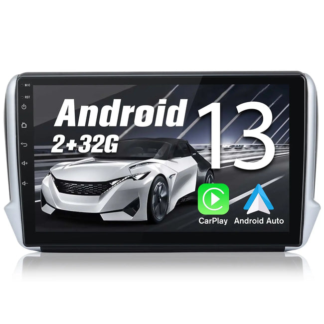 AWESAFE Autoradio Android 13 pour Peugeot 208/2008 [2Go+32Go] 10 Pouces Écran avec Carplay & Android Auto GPS/Wi-FI/Bluetooth/USB/FM/SD/RDS/Aide au Parking/Commande au Volant AWESAFE