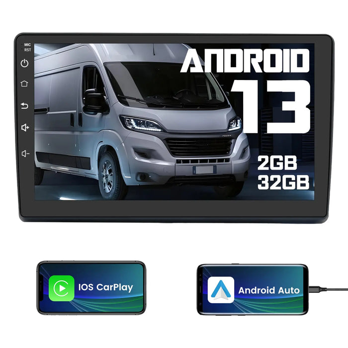 AWESAFE Autoradio Android 13【6Go+128Go】 pour Peugeot Boxer II/Citroën Jumper II/Fiat Ducato avec 4G 9 Pouces Écran Carplay Android Auto/GPS/FM/WiFi/Bluetooth/Commande au Volant//Aide au Parking AWESAFE