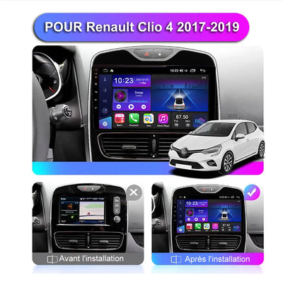 AWESAFE Autoradio Android 15 pour Renault Clio 4 2012-2019,10 Pouces Bluetooth DSP GPS Sans fil Carplay&Android auto Image inversée Commandes  au volant AWESAFE