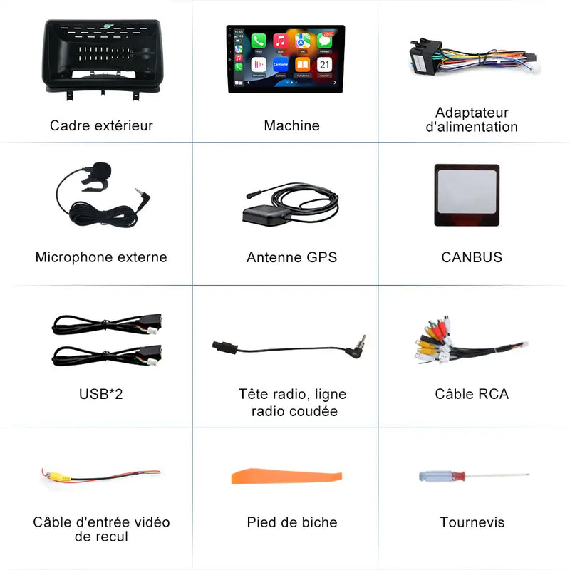 AWESAFE Autoradio Android 9 pouces 2 Go + 64 Go pour Renault Clio 3 (2005-2014) avec Bluetooth, GPS, DSP, Android Auto et Carplay sans fil AWESAFE