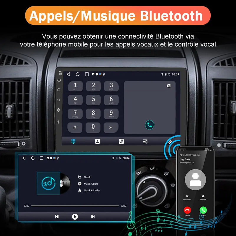AWESAFE Autoradio Android 9 pouces, 2 Go + 64 Go, pour Fiat Ducato (2006-2013) avec Bluetooth, GPS, Android Auto et Carplay sans fil AWESAFE