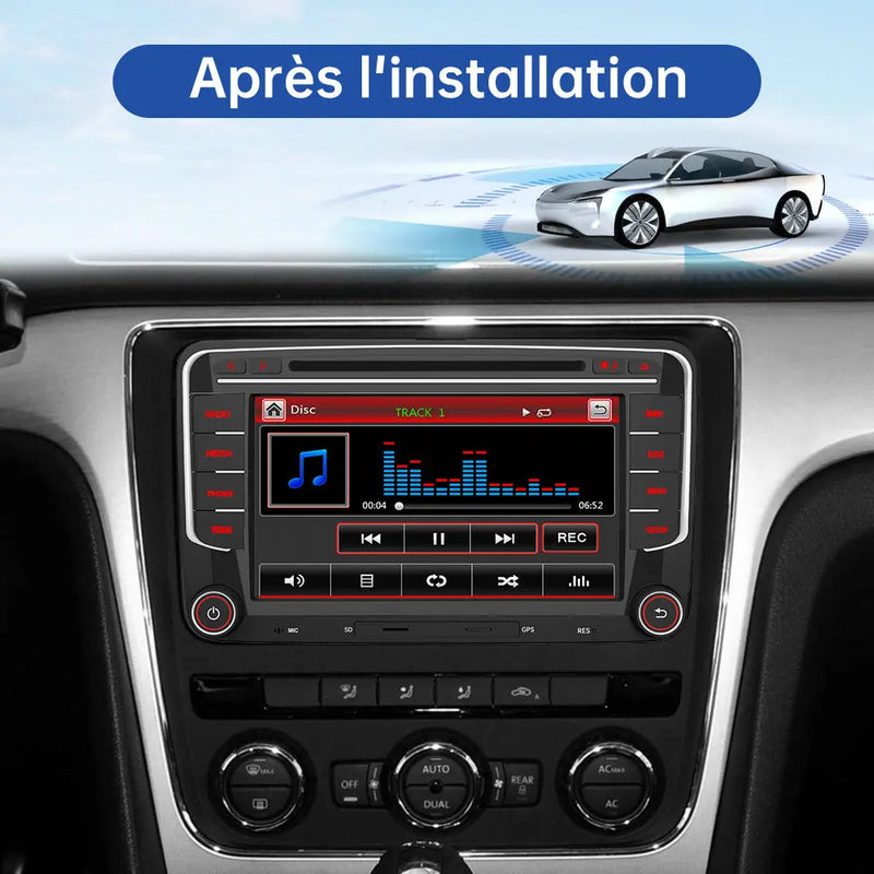 AWESAFE Autoradio Android - Écran Tactile Mise à Niveau Système avec CarPlay Sans Fil et Android Auto pour VW Golf, Seat, Skoda - Bluetooth/WiFi/GPS AWESAFE