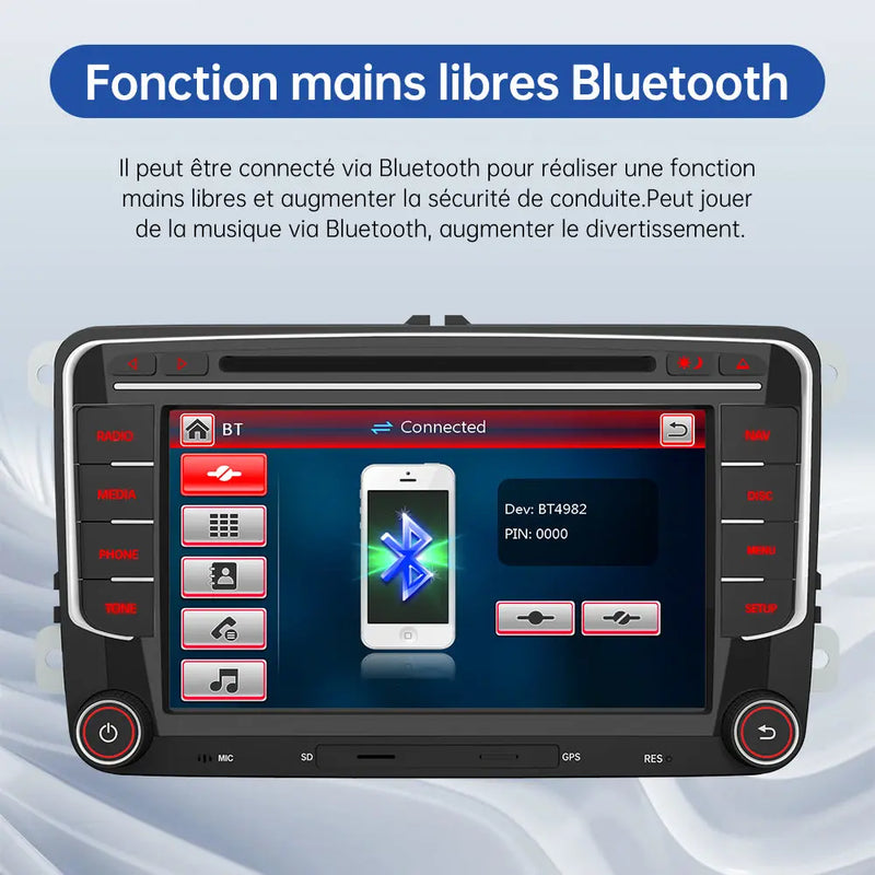 AWESAFE Autoradio Android - Écran Tactile Mise à Niveau Système avec CarPlay Sans Fil et Android Auto pour VW Golf, Seat, Skoda - Bluetooth/WiFi/GPS AWESAFE