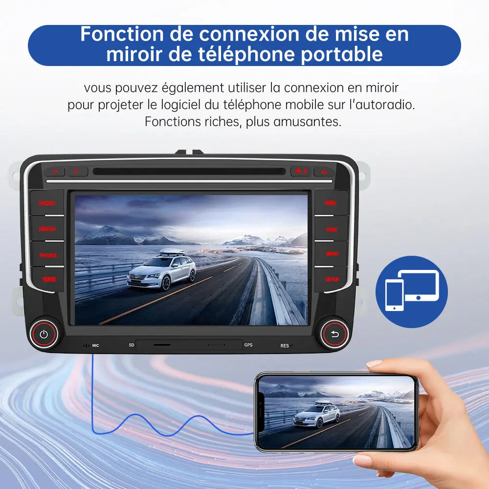 AWESAFE Autoradio Android - Écran Tactile Mise à Niveau Système avec CarPlay Sans Fil et Android Auto pour VW Golf, Seat, Skoda - Bluetooth/WiFi/GPS AWESAFE