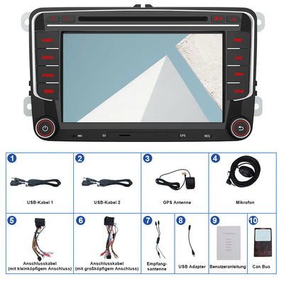 AWESAFE Autoradio Android - Écran Tactile Mise à Niveau Système avec CarPlay Sans Fil et Android Auto pour VW Golf, Seat, Skoda - Bluetooth/WiFi/GPS AWESAFE