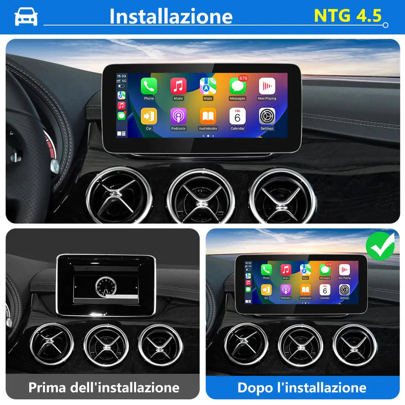 AWESAFE Autoradio Android con Chipset Qualcomm 8 Core 4+64GB - Touchscreen 10,25 Pollici - Per Benz Class B W245/246 2011-2014（NTG4.5) - GPS/Bluetooth/DSP/4G con CarPlay Wireless e Android Auto AWESAFE