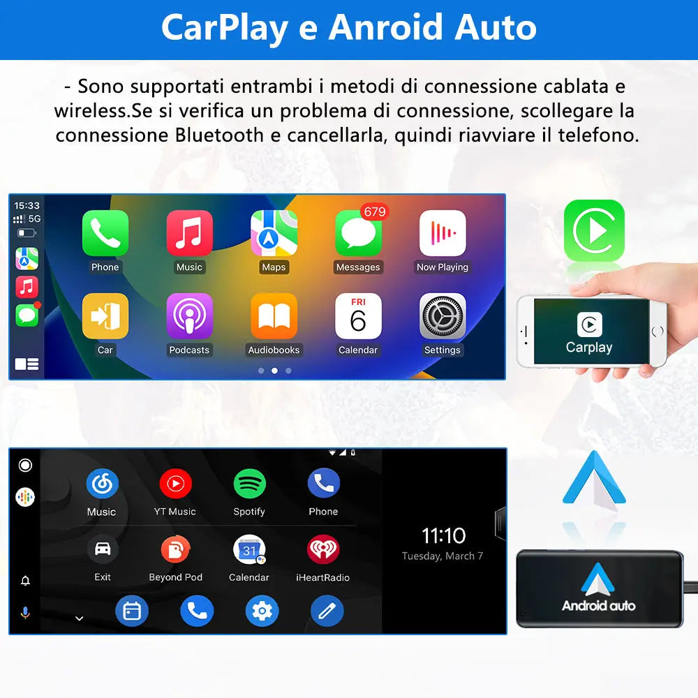 AWESAFE Autoradio Android con Chipset Qualcomm 8 Core 4+64GB - Touchscreen 10,25 Pollici - Per Benz Class B W245/246 2011-2014（NTG4.5) - GPS/Bluetooth/DSP/4G con CarPlay Wireless e Android Auto AWESAFE