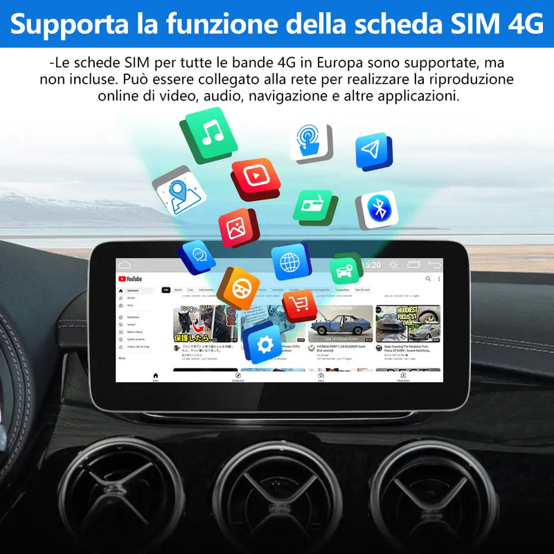 AWESAFE Autoradio Android con Chipset Qualcomm 8 Core 4+64GB - Touchscreen 10,25 Pollici - Per Benz Class B W245/246 2011-2014（NTG4.5) - GPS/Bluetooth/DSP/4G con CarPlay Wireless e Android Auto AWESAFE
