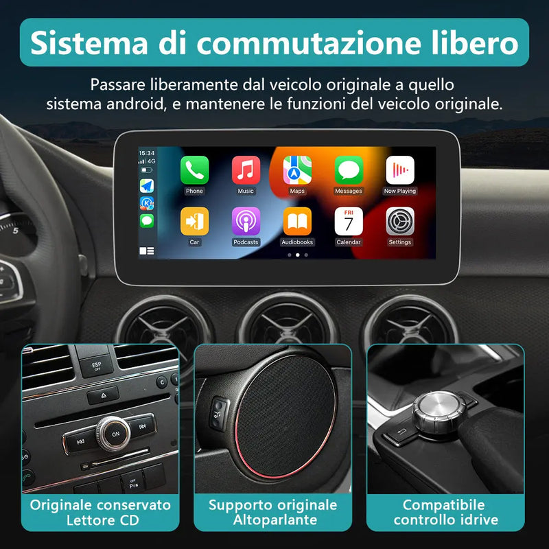 AWESAFE Autoradio Android con Chipset Qualcomm 8 Core 4+64GB - Touchscreen 10,25 Pollici - Per Benz GLA/Class A 2016-2018（NTG5.0) - GPS/Bluetooth/DSP/4G con CarPlay Wireless e Android Auto AWESAFE