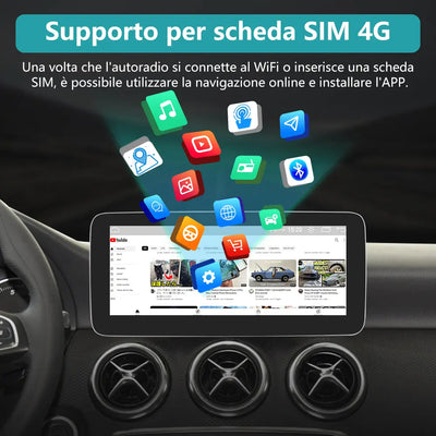 AWESAFE Autoradio Android con Chipset Qualcomm 8 Core 4+64GB - Touchscreen 10,25 Pollici - Per Benz GLA/Class A 2016-2018（NTG5.0) - GPS/Bluetooth/DSP/4G con CarPlay Wireless e Android Auto AWESAFE