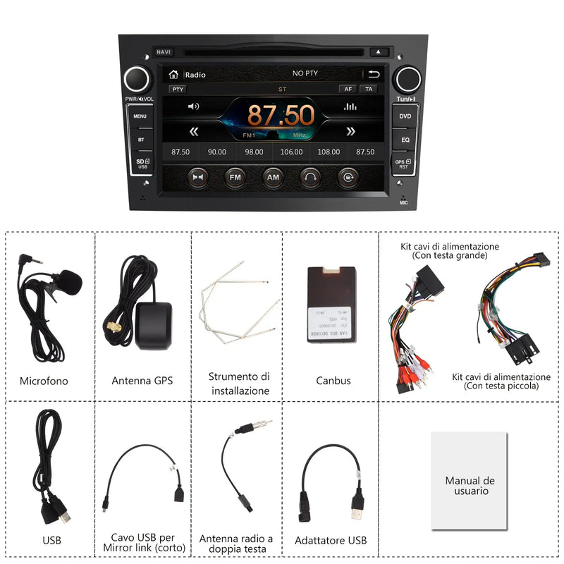 AWESAFE Autoradio Android per sistema di aggiornamento radio touch screen Opel con Wireless Carplay Android Auto, supporto navigazione GPS Bluetooth WiFi AWESAFE