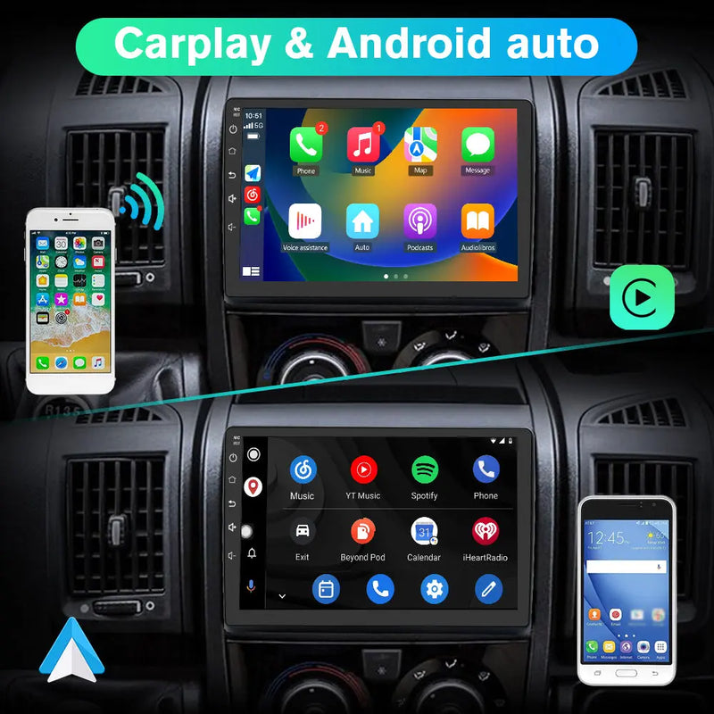 AWESAFE Autoradio CarPlay Android Auto per Fiat Ducato (2006-2013) 9 Pollici Touchscreen Bluetooth GPS Comandi al volante Android 12 Car Radio AWESAFE