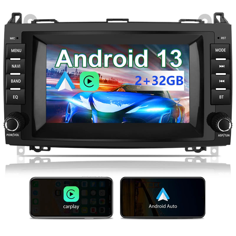 AWESAFE Autoradio Carplay Android Auto Android 12 per Mercedes Benz Vito Viano/Sprinter W639 W245/Classe B/Classe A W169, Touchscreen da 7 pollici (2+32GB) con Navigazione GPS Bluetooth WiFi FM RDS AWESAFE