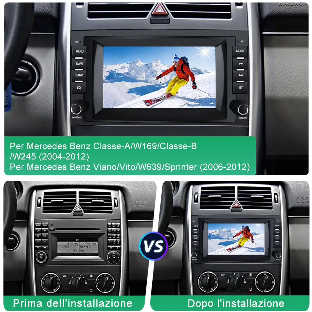 AWESAFE Autoradio Carplay Android Auto Android 12 per Mercedes Benz Vito Viano/Sprinter W639 W245/Classe B/Classe A W169, Touchscreen da 7 pollici (2+32GB) con Navigazione GPS Bluetooth WiFi FM RDS AWESAFE
