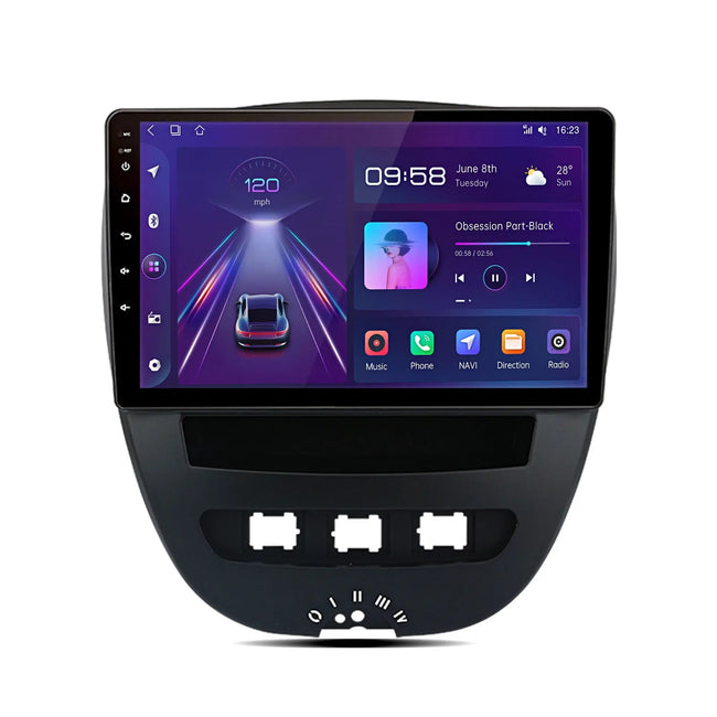 AWESAFE Autoradio Carplay pour Peugeot 107 Toyota Aygo Citroen C1 2005-2014, Android 12, écran Tactile 10 Pouces avec Cadre, Navigation Carplay Android Auto mirrorlink Bluetooth WiFi RDS Radio AWESAFE