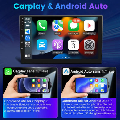 AWESAFE Autoradio Carplay pour Peugeot 107 Toyota Aygo Citroen C1 2005-2014, Android 12, écran Tactile 10 Pouces avec Cadre, Navigation Carplay Android Auto mirrorlink Bluetooth WiFi RDS Radio AWESAFE