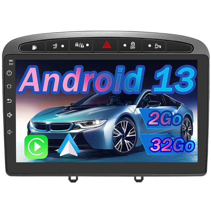 AWESAFE Autoradio Carplay pour Peugeot 308/408(2007-2013) 9 Pouces,Android 13 [2Go+32Go] avec GPS Android Auto WiFi DSP FM Commande au Volant/Bluetooth/Aide au Stationnement-Gris AWESAFE