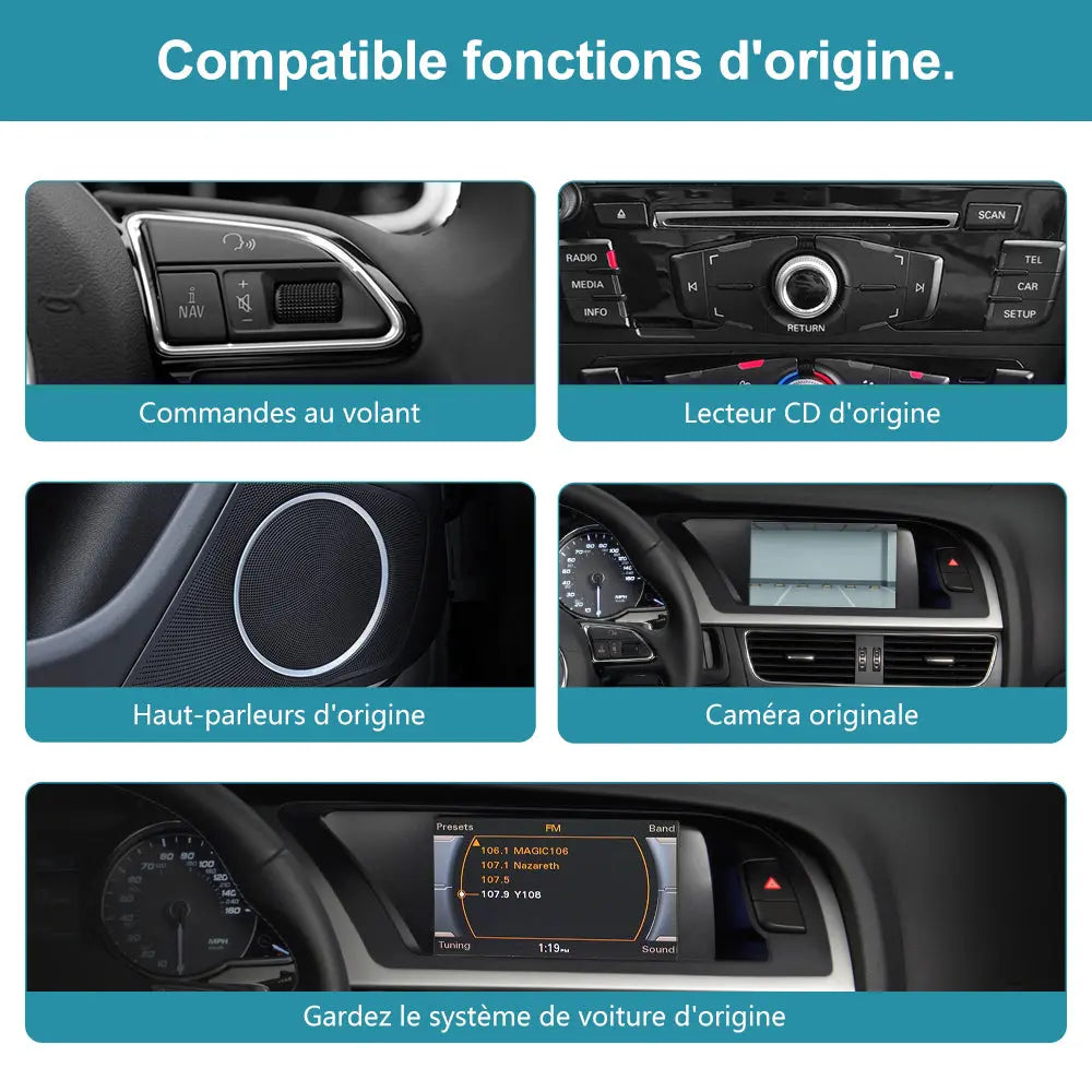 AWESAFE Autoradio Pour Audi A5 2009-2016 -8.8 Pouces 4G,4+64GB Android 13 avec Bluetooth/sans fil Android Auto & CarPlay/Mirrorlink/Navigation-Version haut de gamme AWESAFE