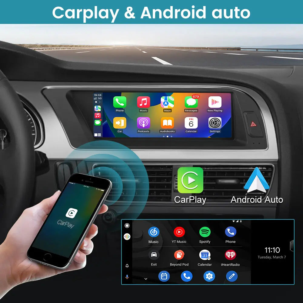 AWESAFE Autoradio Pour Audi A5 2009-2016 -8.8 Pouces 4G,4+64GB Android 13 avec Bluetooth/sans fil Android Auto & CarPlay/Mirrorlink/Navigation-Version haut de gamme AWESAFE