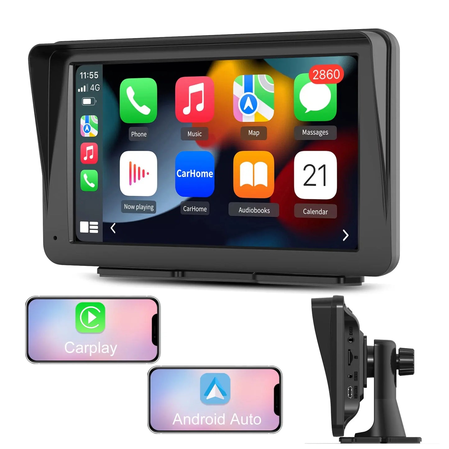 AWESAFE Autoradio Wireless CarPlay e Android Auto, Schermo 7 Pollici Touchscreen Car Play per Auto Display Radio Bluetooth con Navigatore GPS, Mirror Link, Assistente Vocale, AUX, FM AWESAFE