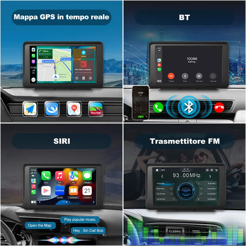 AWESAFE Autoradio Wireless CarPlay e Android Auto, Schermo 7 Pollici Touchscreen Car Play per Auto Display Radio Bluetooth con Navigatore GPS, Mirror Link, Assistente Vocale, AUX, FM AWESAFE