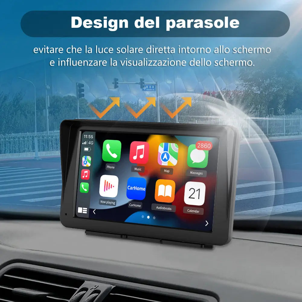 AWESAFE Autoradio Wireless CarPlay e Android Auto, Schermo 7 Pollici Touchscreen Car Play per Auto Display Radio Bluetooth con Navigatore GPS, Mirror Link, Assistente Vocale, AUX, FM AWESAFE