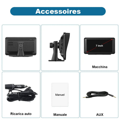 AWESAFE Autoradio Wireless CarPlay e Android Auto, Schermo 7 Pollici Touchscreen Car Play per Auto Display Radio Bluetooth con Navigatore GPS, Mirror Link, Assistente Vocale, AUX, FM AWESAFE