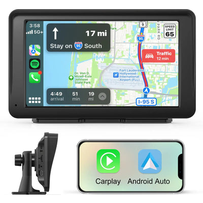 AWESAFE Autoradio avec écran tactile 7 pouces, CarPlay et Android Auto sans fil, Bluetooth, GPS, Mirror Link, assistant vocal, entrée AUX et radio FM pour voiture AWESAFE