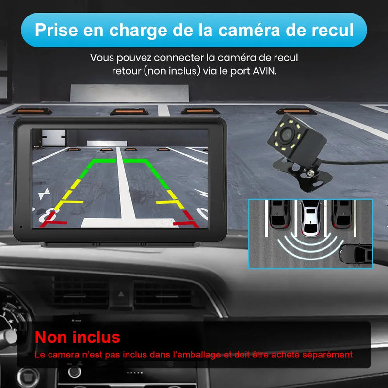 AWESAFE Autoradio avec écran tactile 7 pouces, CarPlay et Android Auto sans fil, Bluetooth, GPS, Mirror Link, assistant vocal, entrée AUX et radio FM pour voiture AWESAFE