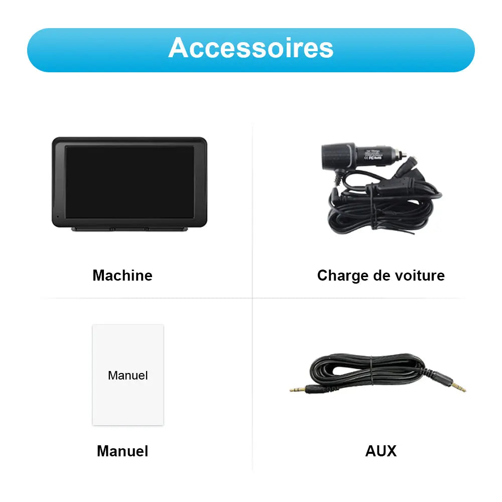 AWESAFE Autoradio avec écran tactile 7 pouces, CarPlay et Android Auto sans fil, Bluetooth, GPS, Mirror Link, assistant vocal, entrée AUX et radio FM pour voiture AWESAFE
