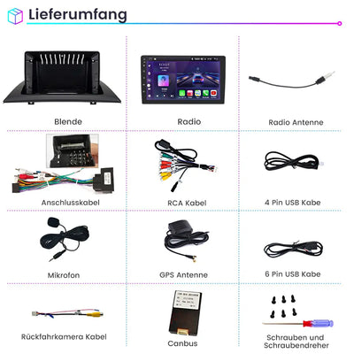 AWESAFE Autoradio für BMW E83 Android 12 Radio 2GB + 32GB mit Navigation unterstützt Bluetooth FM/AM DAB+ WLAN USB Carplay Lenkradsteuerung AWESAFE