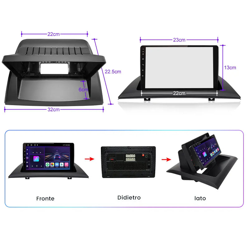 AWESAFE Autoradio für BMW E83 Android 12 Radio 2GB + 32GB mit Navigation unterstützt Bluetooth FM/AM DAB+ WLAN USB Carplay Lenkradsteuerung AWESAFE