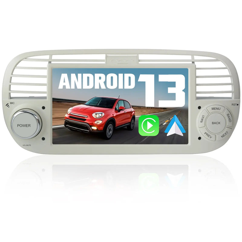 AWESAFE Autoradio für FIAT 500 2007-2015, Android 12 2G+32G 7 Zoll Touchscreen, mit GPS Navigation Carplay Android Auto Bluetooth WiFi - Weiß AWESAFE