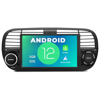 AWESAFE Autoradio für FIAT 500 2007-2015, Android 12 System, 7 Zoll Touchscreen, 2G+32G, Unterstützt GPS Navigation Bluetooth Carplay Android Auto WiFi AWESAFE