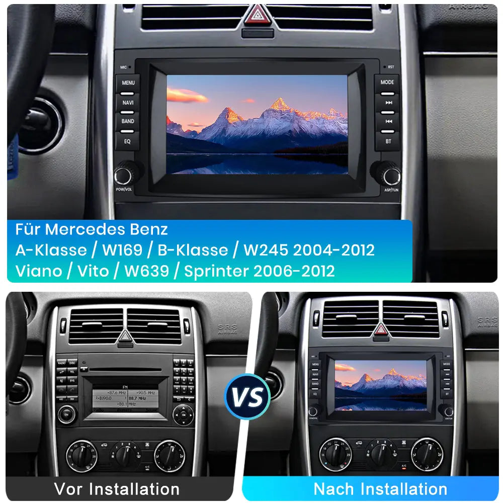 AWESAFE Autoradio für Mercedes Benz A Klasse W169 B Klasse W245 Viano Vito W639 Sprinter, Android 12 System, 8 Zoll Touchscreen, 2G+32G, mit Navigation Carplay Android Auto Bluetooth WiFi AWESAFE